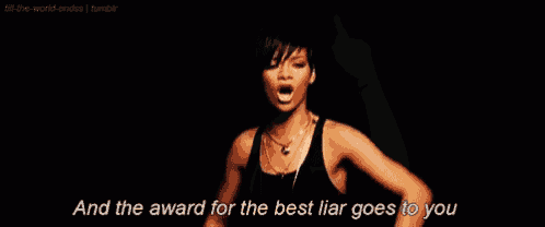 a woman is singing a song in a black tank top and the award for the best liar goes to you .