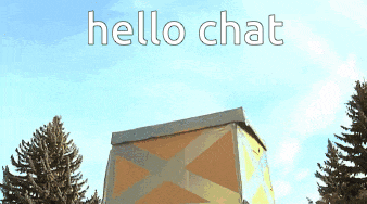 a cardboard box with the words hello chat on it