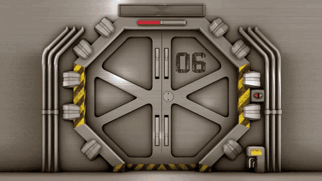 a futuristic door with the number 106 on it
