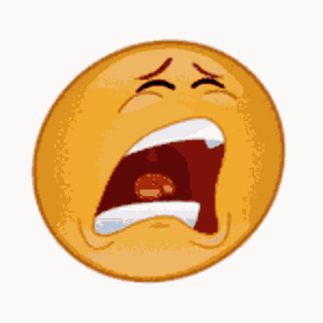 a yellow smiley face is crying with tears coming out of its eyes