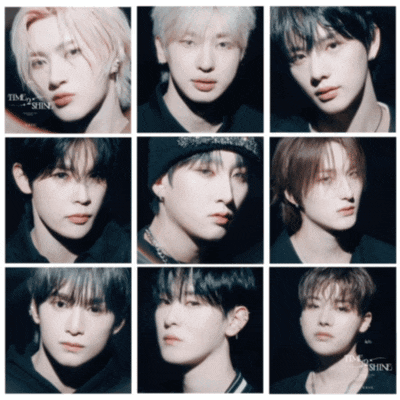 a collage of portraits of a group of young men with the words time to shine on the bottom right