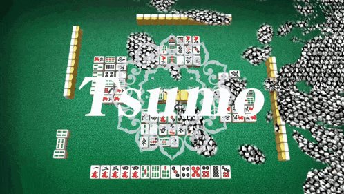 a game of tsumo is being played on a green background