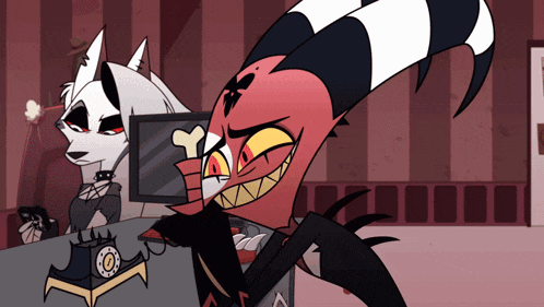 a cartoon character is talking on a telephone while another character watches