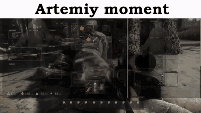a screen shot of a video game with the words artemiy moment below it