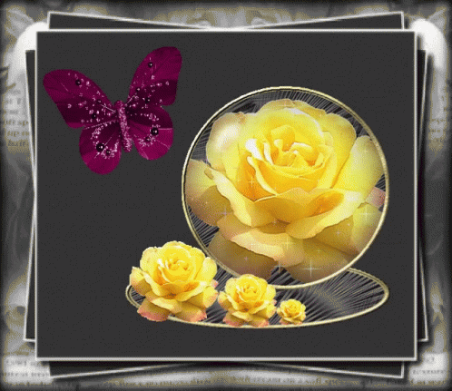 Yellow Rose GIF - Yellow Rose Butterfly GIFs