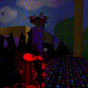 a computer generated image of a carousel with a light on top