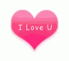 a pink heart with the words i love u written on it