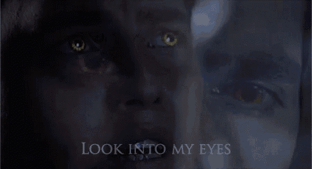 a close up of a person 's eyes with the words " look into my eyes " above them