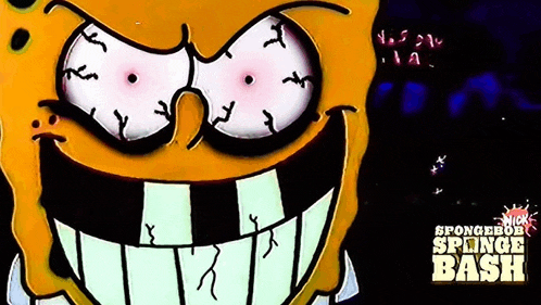 a poster for spongebob 's sponge bash showing a cartoon character