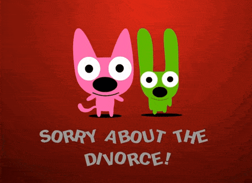 a pink and a green cartoon character are standing next to each other