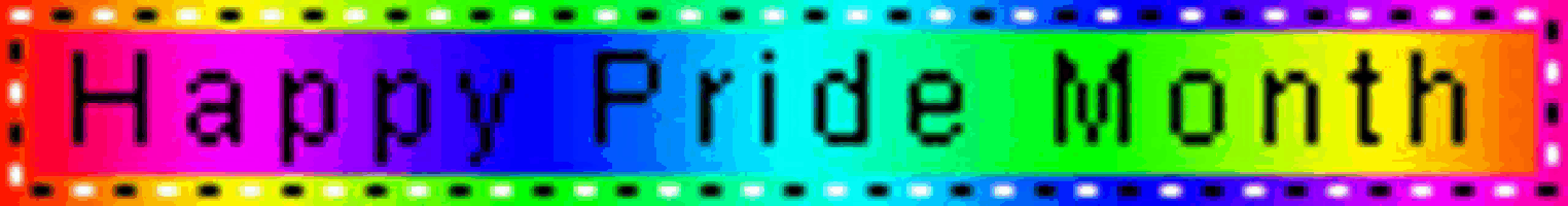 a sign that says happy pride month with a rainbow colored background