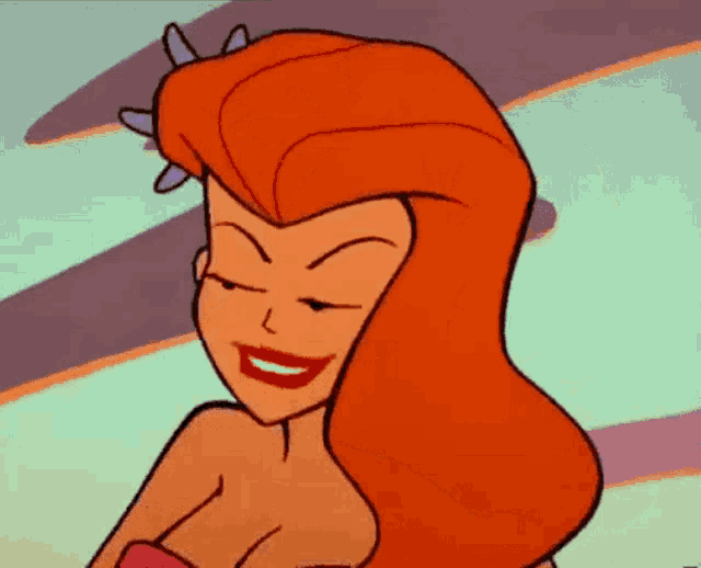 a cartoon drawing of a woman with red hair