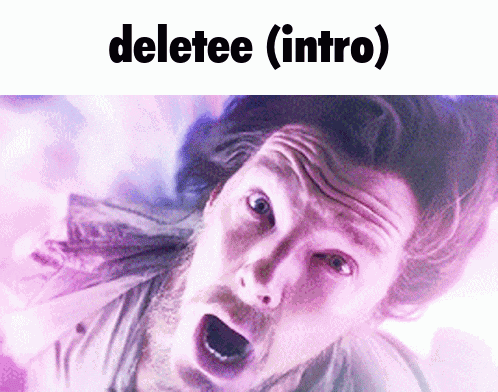 a picture of a man with his mouth open and the words deletee ( intro ) above him