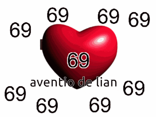 a picture of a man in a heart surrounded by the numbers 69 and 69
