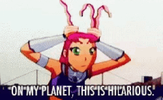 a cartoon of a girl with candy canes on her head and the words " on my planet this is hilarious "