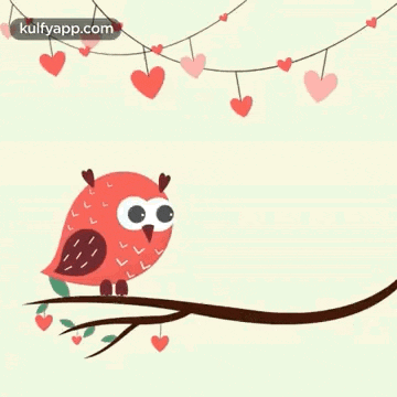 a valentine 's day card with two birds sitting on a tree branch