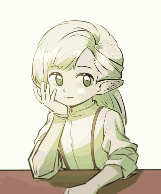 a drawing of a girl with green eyes