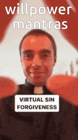 a picture of a priest with the words willpower mantras on it