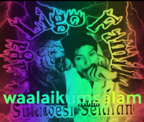 a picture of a man with a rainbow background and the words waalaikumsalam