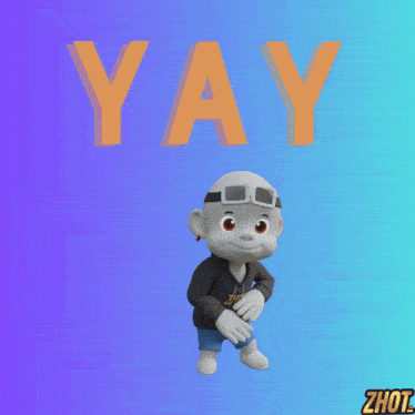 a cartoon character is wearing a headband that says zhot on it