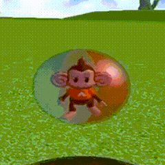 a pixelated image of a monkey in a bubble with the letter a on his shirt