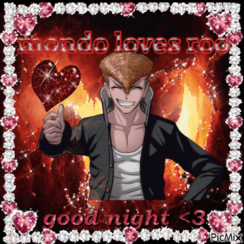 a picture of a man giving a thumbs up with the caption mondo loves rock good night < 3
