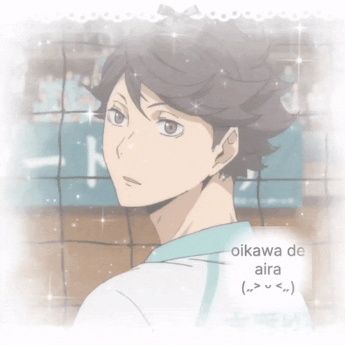 a picture of oikawa de aira with a volleyball net in the background