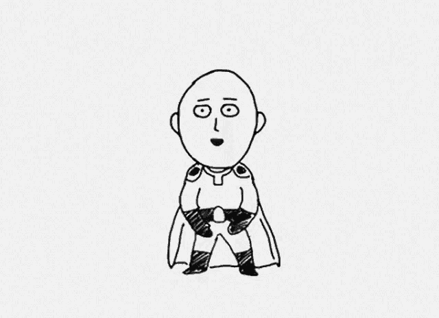 a black and white drawing of a superhero with a cape .