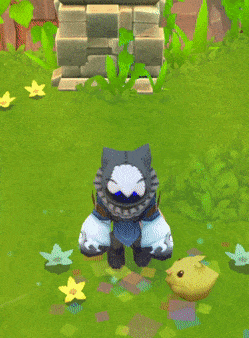 a video game character is standing in the grass surrounded by flowers and rocks