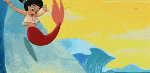 a pixel art of a mermaid flying over a wave .