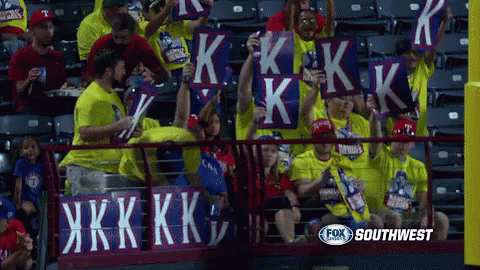 Rangers Fans With K Signs GIF - Opening Day Rangers Opening Night Rangers Fans K Signs GIFs