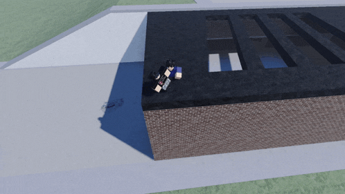 a person in a video game is standing on a roof