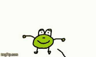 a cartoon frog is holding a sign that says i love you