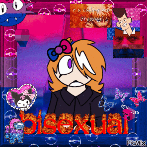 a picture of a cartoon character with the word bisexual in the corner