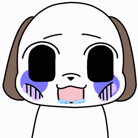 a cartoon dog with purple tears on its face