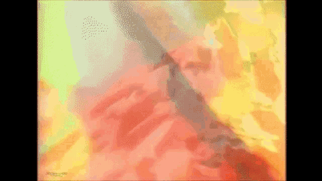 a painting of a person in a red dress surrounded by flames and smoke .