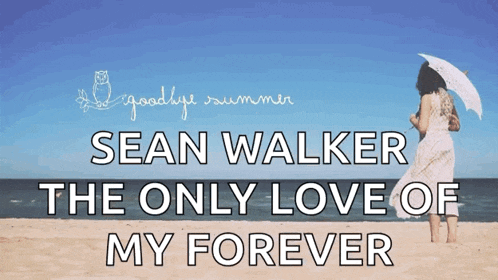 a woman holding an umbrella on a beach with the words sean walker the only love of my forever