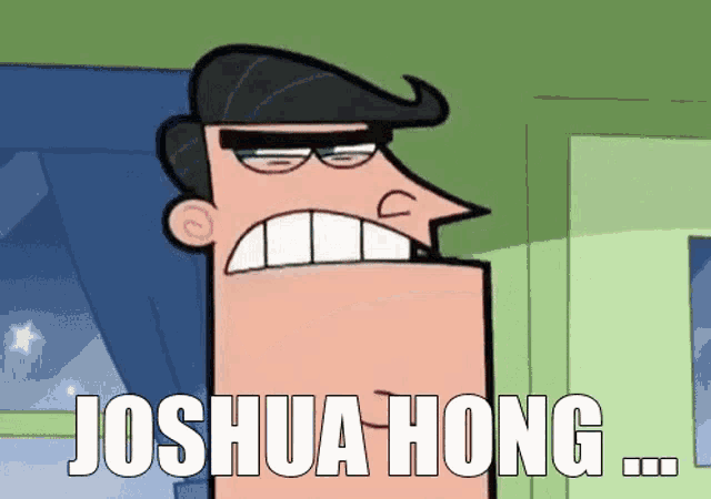 a cartoon character with the words joshua hong on it