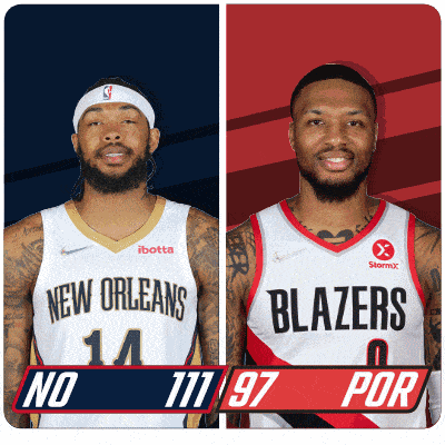 two basketball players from the new orleans and blazers teams