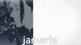 a black and white drawing of a man with the name jamerie written on it .