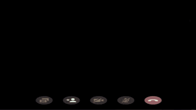 a close up of a person 's face on a video call with a red call button