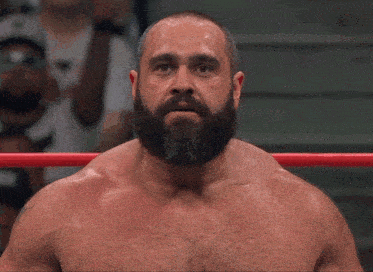 a man with a beard is standing in a ring