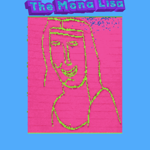 a drawing of a woman with long hair and the words the mona lisa below it