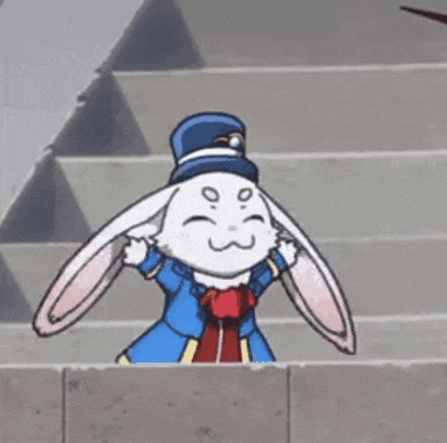 a cartoon rabbit is standing on a set of stairs wearing a top hat and a blue jacket .