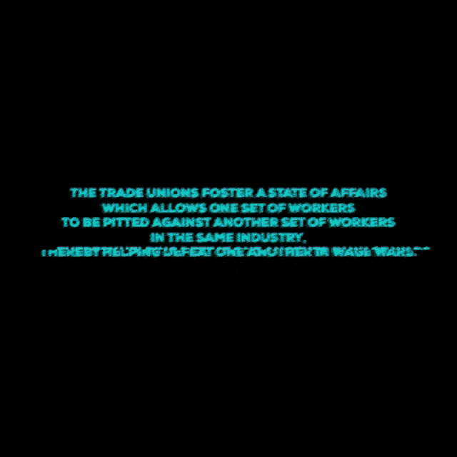 a black background with the words " the trade unions " on it