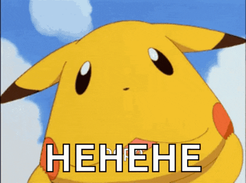 a cartoon pikachu with the word henehe written below it