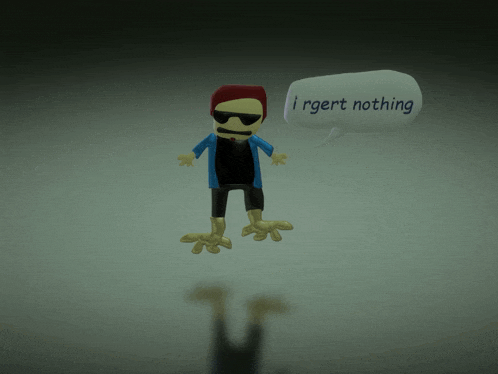 a cartoon character has a speech bubble that says i regret nothing
