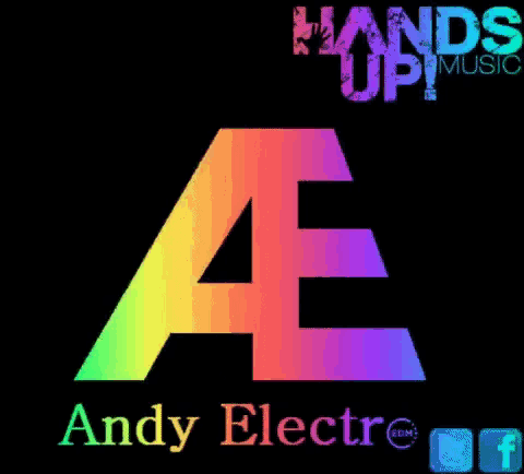 a rainbow colored logo for hands up music