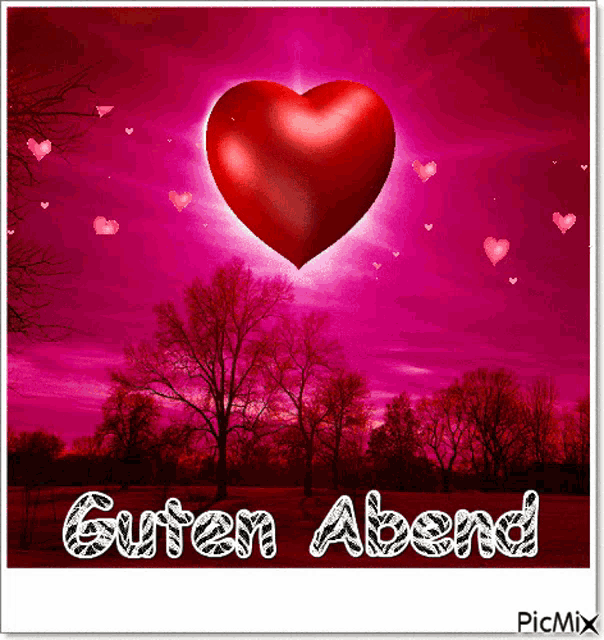 a picture of a heart with the words guten abend written on it
