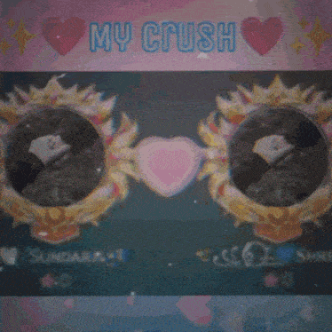 a screen with hearts and the words " my crush " on it